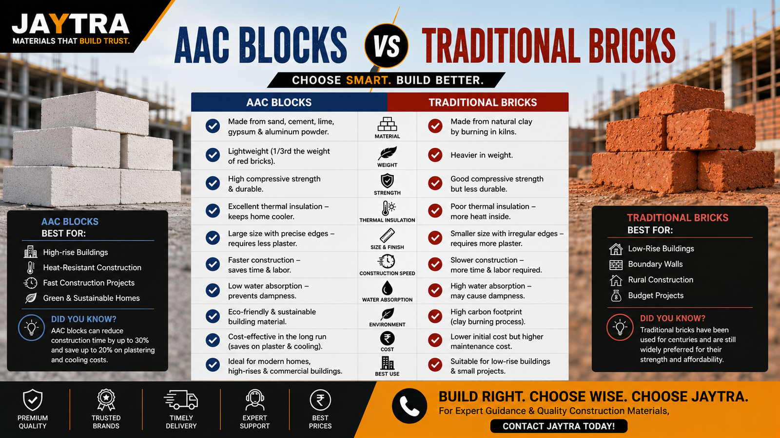AAC Blocks vs Traditional Bricks